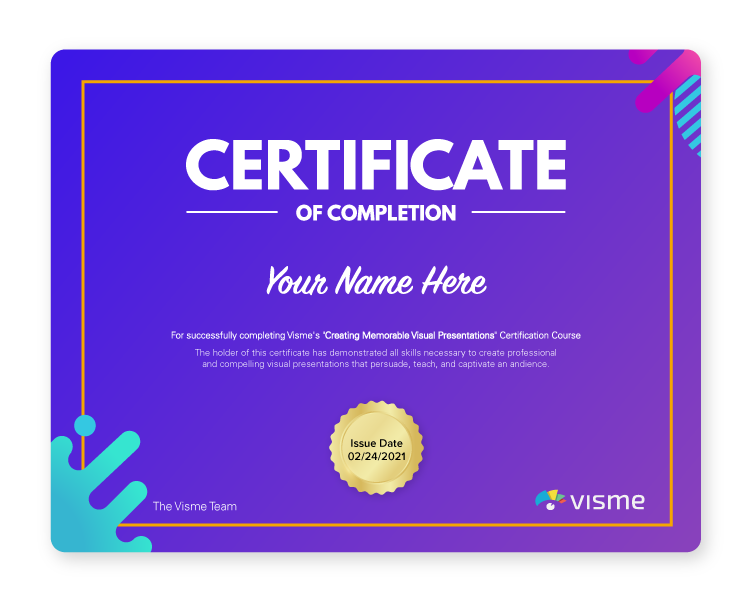 Visme证书