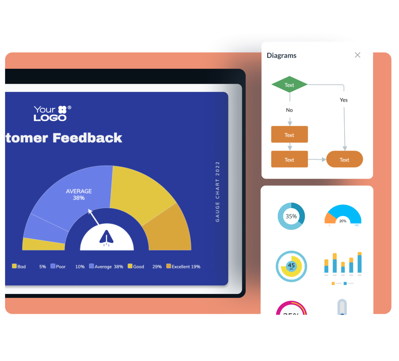 Große Auswahl an Diagrammen, Diagrammen, Daten-Widgets und mehr