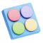 一个块的3d象有4个五颜六色的按钮的。